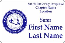 (image for) Zeta Phi Beta Sorority, Incorporated Shaped White badge - Alpha Gamma Zeta Logo With Soror