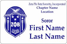 (image for) Zeta Phi Beta Sorority, Incorporated Shaped White badge - With Soror