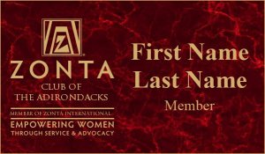 (image for) Zonta International Red Marble Name Badge - Club of the Adirondacks