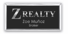 (image for) Reflective Design Silver Framed Black Executive Badge (Z Realty)
