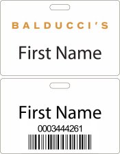 (image for) Balducci's Double Sided White HOURLY Badge (ID Style)