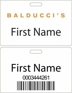 (image for) Balducci\'s Double Sided White HOURLY Badge (ID Style)