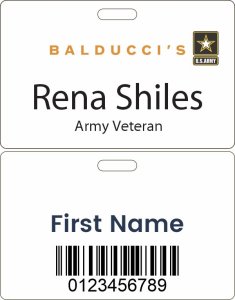 (image for) COPY Balducci\'s Double Sided White HOURLY Veteran Badge (ID Style)