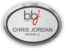 (image for) BBJ Linen Executive Oval Silver Badge (Linen Rental)