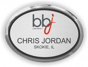 (image for) BBJ Linen Executive Oval Silver Badge (Linen Rental)