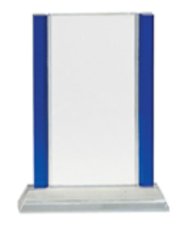 (image for) Blue 2 Edge Crystal on Clear Base - 8 1/2"