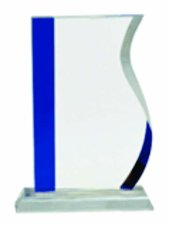 (image for) Blue Edge Crystal Wave on Clear Base - 7 1/4"