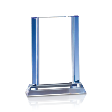 (image for) Blue Two Edge Crystal on Clear Base - 8 1/2"