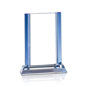 (image for) Blue Two Edge Crystal on Clear Base - 8 1/2\"