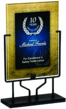 (image for) Blue and Gold Acrylic Art Plaque with Iron Stand