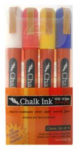 (image for) Chalk Ink Classic Set of 4 Wet Wipe Markers - 6mm