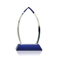 (image for) Crystal Oval on Blue Pedestal Base - 10"