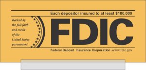 (image for) FDIC Slant Base Sign - Each depositor insured to at least $100,000