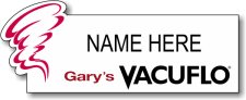 (image for) Gary's Vacuflo White Shaped Badge