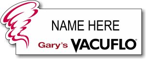 (image for) Gary\'s Vacuflo White Shaped Badge