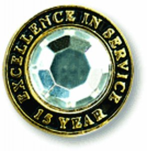 (image for) Excellence in Service Clear Gem Lapel Pin - 15 Year