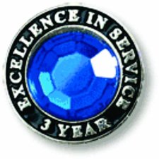 (image for) Excellence in Service Blue Gem Lapel Pin - 3 year
