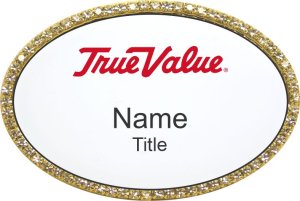 (image for) True Value Gold Bling White Name Badge