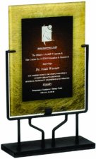 (image for) Burgundy and Gold Acrylic Art Plaque with Iron Stand