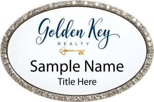 (image for) Golden Key Realty Oval Bling Silver badge