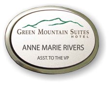 (image for) Green Mountain Suites Hotel Executive Oval Silver Badge - Smaller Text