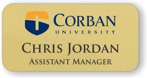 (image for) Corban University Gold Rounded Corner 3\" x 1.5\" Badge