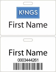 (image for) Kings White Double Sided HOURLY Badge (ID Style)