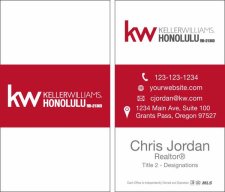 (image for) Keller Williams Honolulu Business Cards Style I - Pack of 500