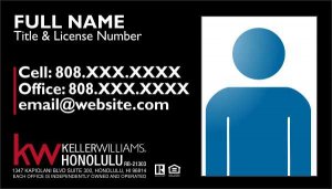 (image for) Keller Williams Honolulu Photo Business Cards Black Plain - Pack of 500