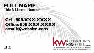 (image for) Keller Williams Honolulu Business Cards White with Leaf - Pack of 500