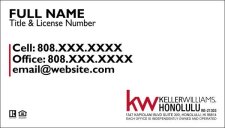 (image for) Keller Williams Honolulu Business Cards White Plain - Pack of 500