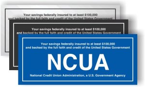 (image for) NCUA Self Adhesive Sign - Your savings federally insured to at least $100,000