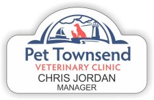 (image for) Pet Townsend Veterinary Clinic White Shaped Badge