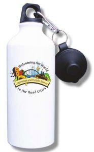 (image for) Quad Cities Convention & Visitors Bureau Water Bottle - White