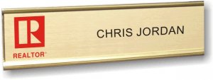 (image for) Commercial Red Realtor Gold Nameplate