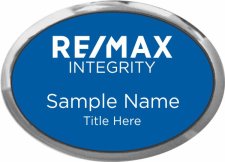 (image for) Remax Integrity Silver Oval Executive Badge - Blue Insert