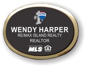 (image for) Remax Island Realty Black Oval Badge on Gold Frame