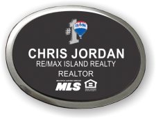 (image for) Remax Island Realty Black Oval Badge on Silver Frame