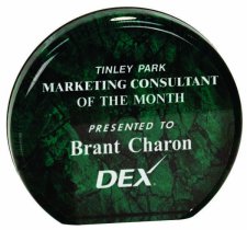 (image for) Green Round Marbleized Acrylic Award - Large: 6 Inches