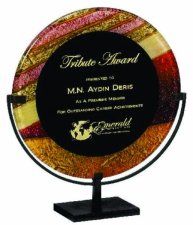 (image for) Harvest/Black Round Acrylic Art Plaque with Iron Stand - Extra Large