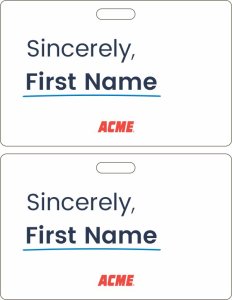 (image for) Acme Sincerely Salaried Associate White Badge (Corporate ID Style)