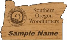 (image for) Southern Oregon Woodturners Oregon Shaped Alder Badge