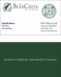 (image for) The Bear Creek School Admissions Business Cards