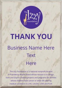 (image for) The Izzy Foundation White Marble Plaque