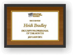 (image for) Universal Protection Service Security Professional of the Month Plaque