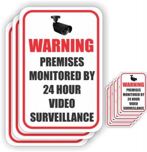 (image for) Warning Premises Monitored by 24 Hour Video Surveillance (3 Signs & 5 Sticker)