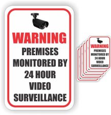 (image for) Warning Premises Monitored by 24 Hour Video Surveillance (1 Sign & 5 Sticker)