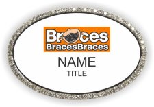 (image for) BracesBracesBraces White Oval Silver Bling badge