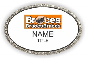 (image for) BracesBracesBraces White Oval Silver Bling badge