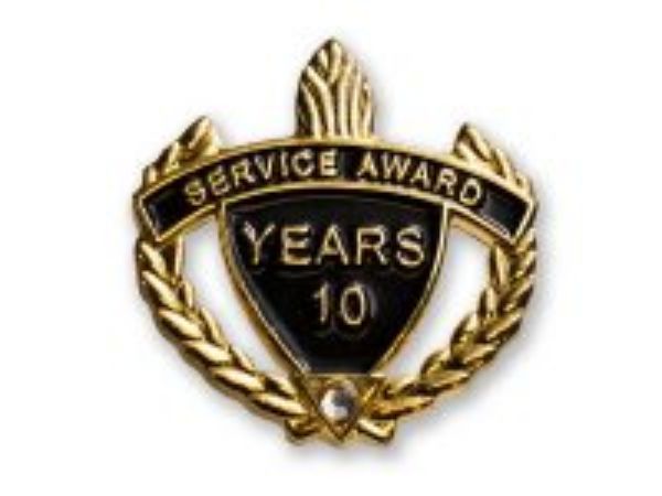 Service Award Black/Gold Lapel Pin - 10 Year - $4.50 | NiceBadge™